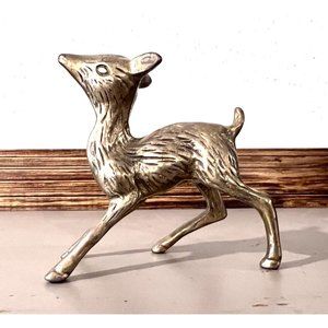 Vintage Brass Deer Statue Fawn 3.5 x 2.25 inches sturdy